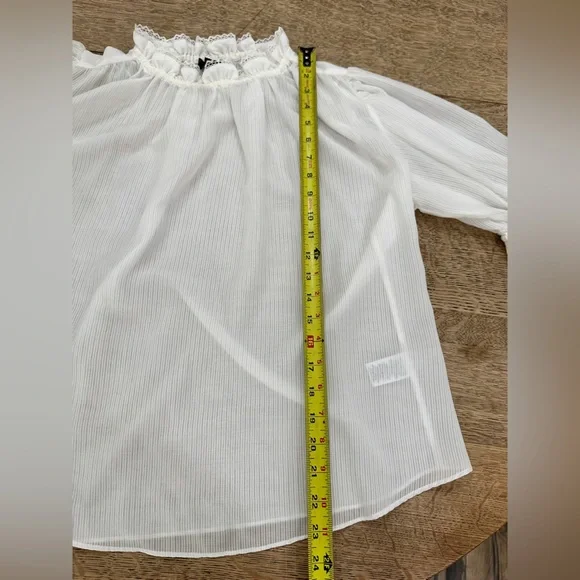 NWOT Current Air Anthropologie Airy Sheer Ruffles Puff Sleeve Blouse medium - Picture 14 of 17